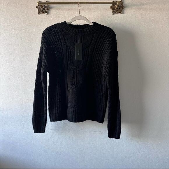 NWT VERO MODA Knit Crewneck Sweater In Black. Chunky, warm, winter, cozy lon… - Picture 7 of 14